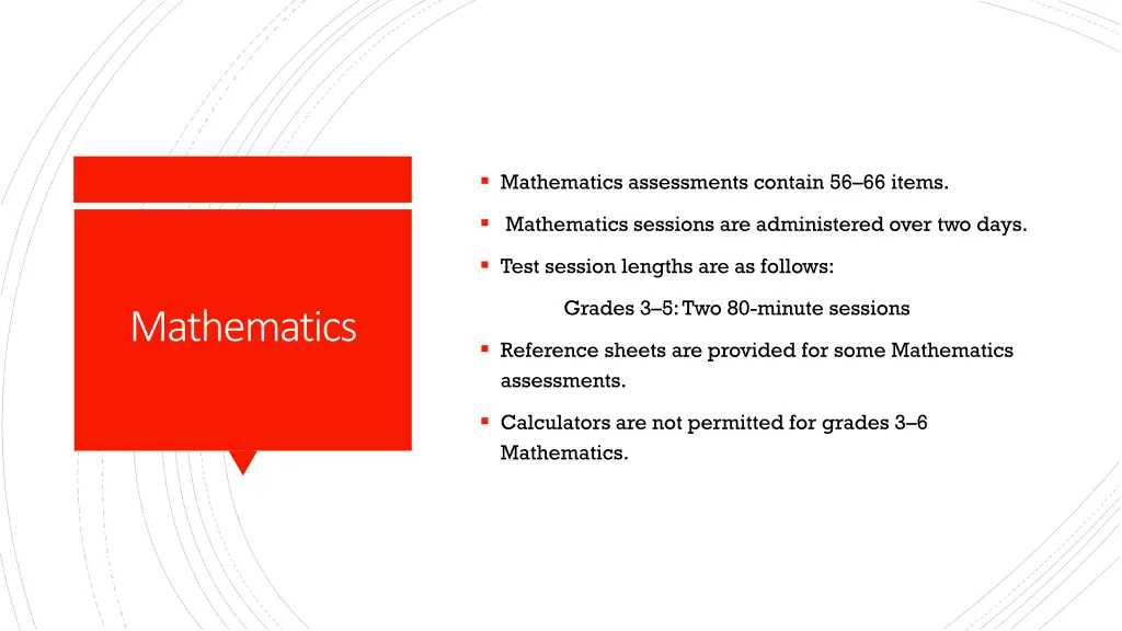 mathematics assessments contain 56 66 items