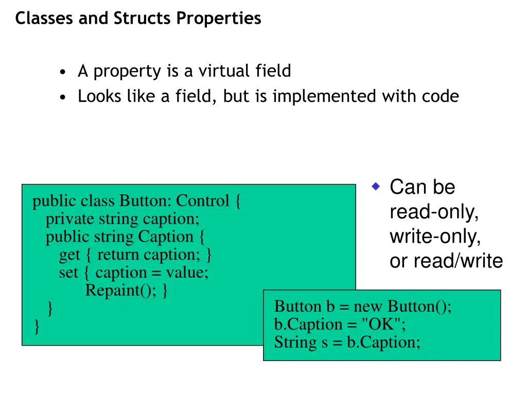 classes and structs properties
