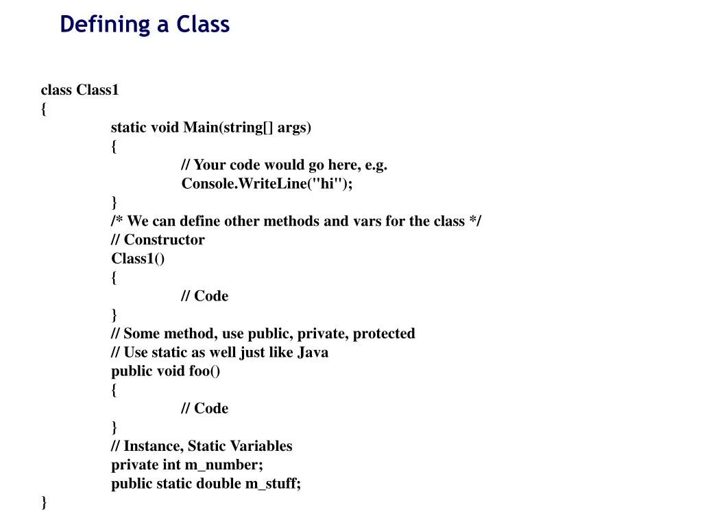 defining a class