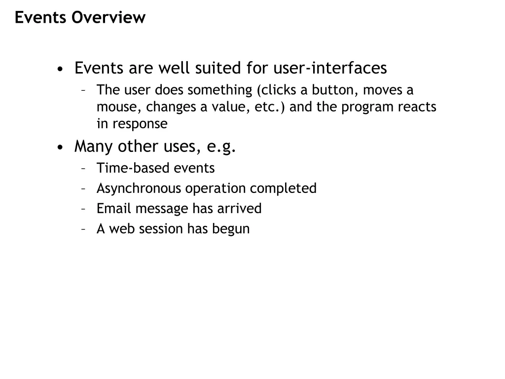 events overview 1