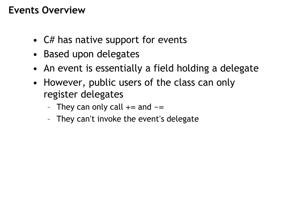 events overview 2