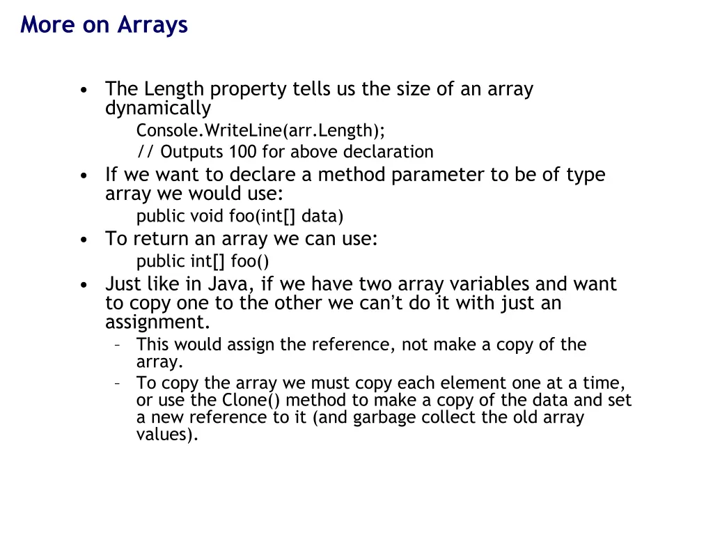 more on arrays