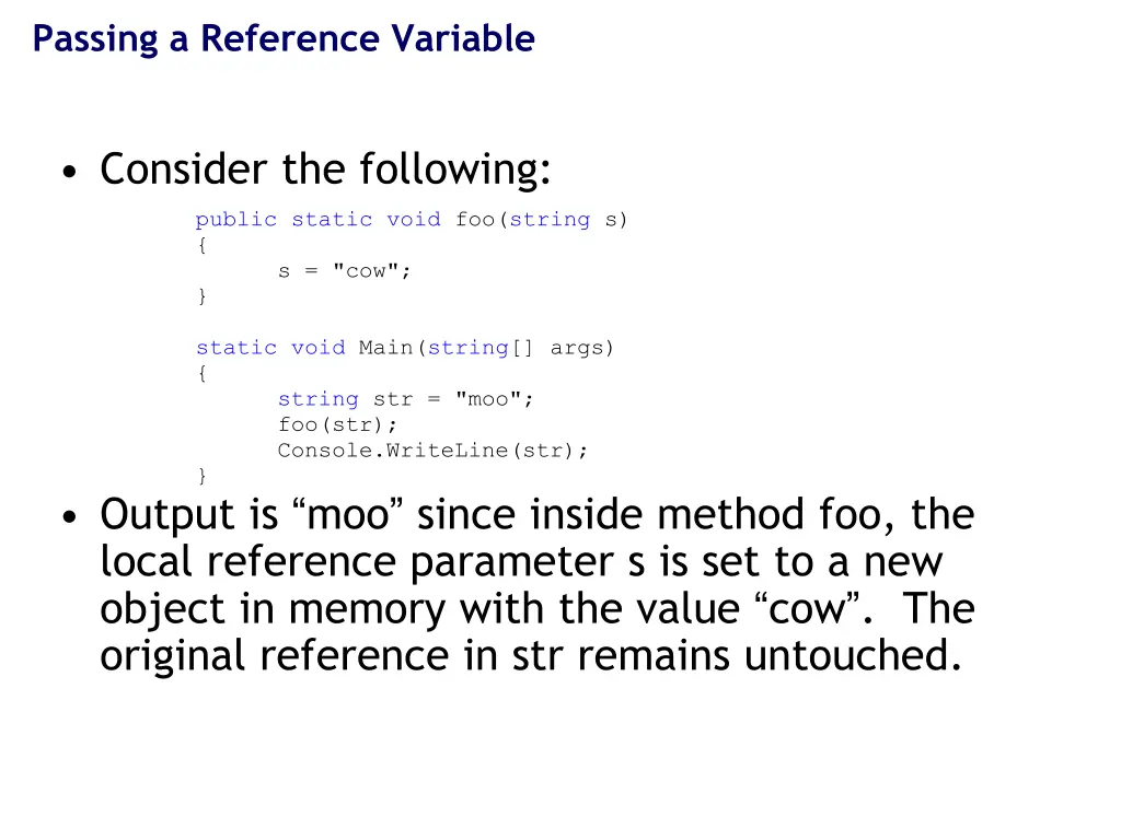 passing a reference variable