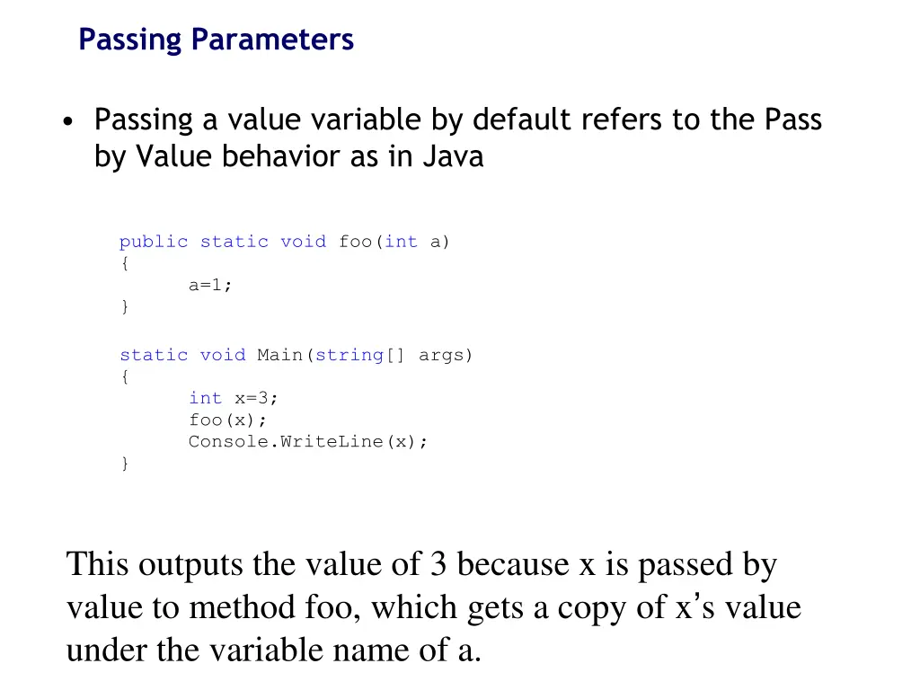 passing parameters
