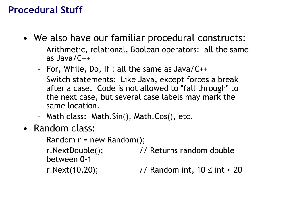 procedural stuff