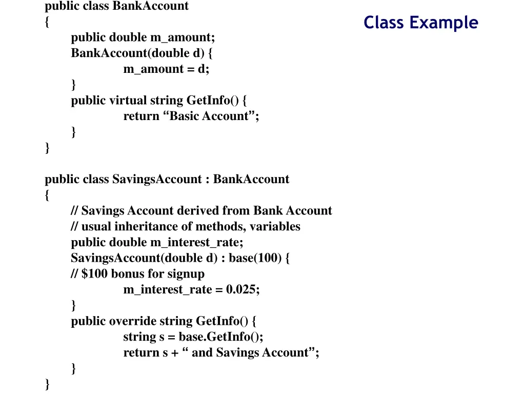 public class bankaccount public double m amount