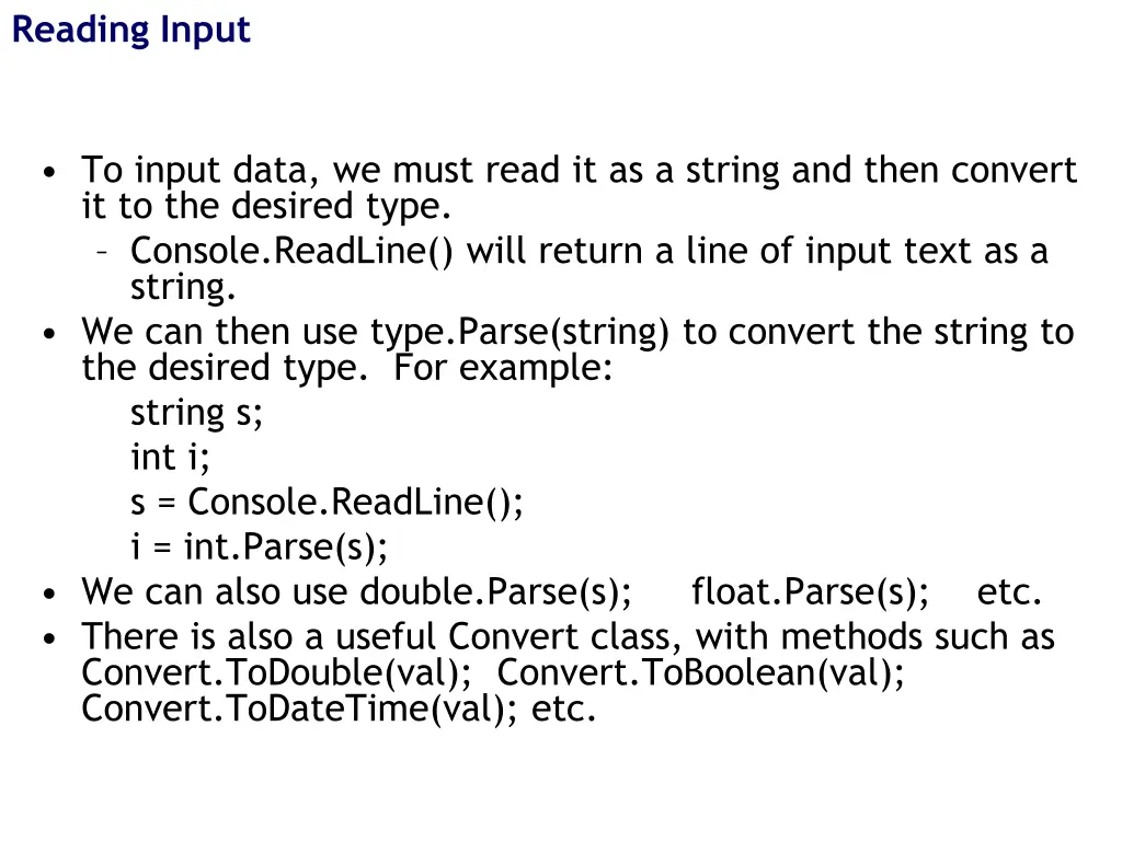reading input