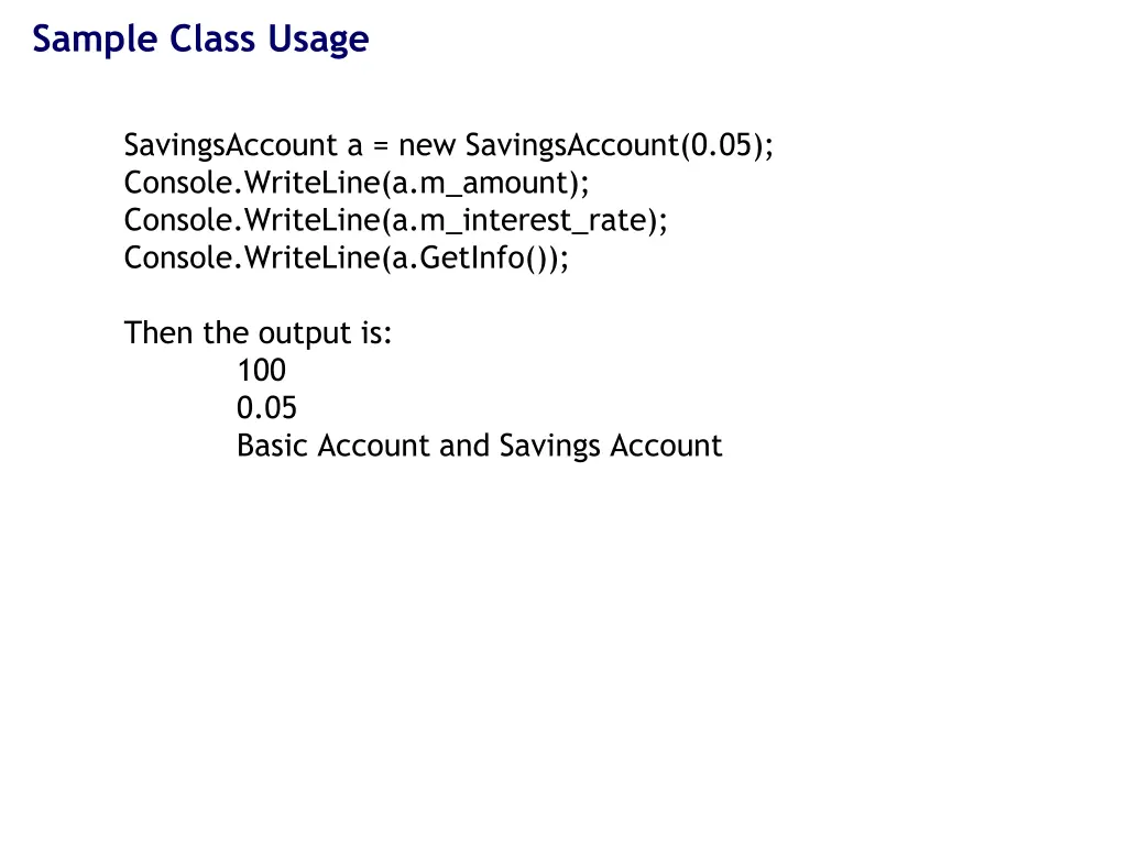 sample class usage