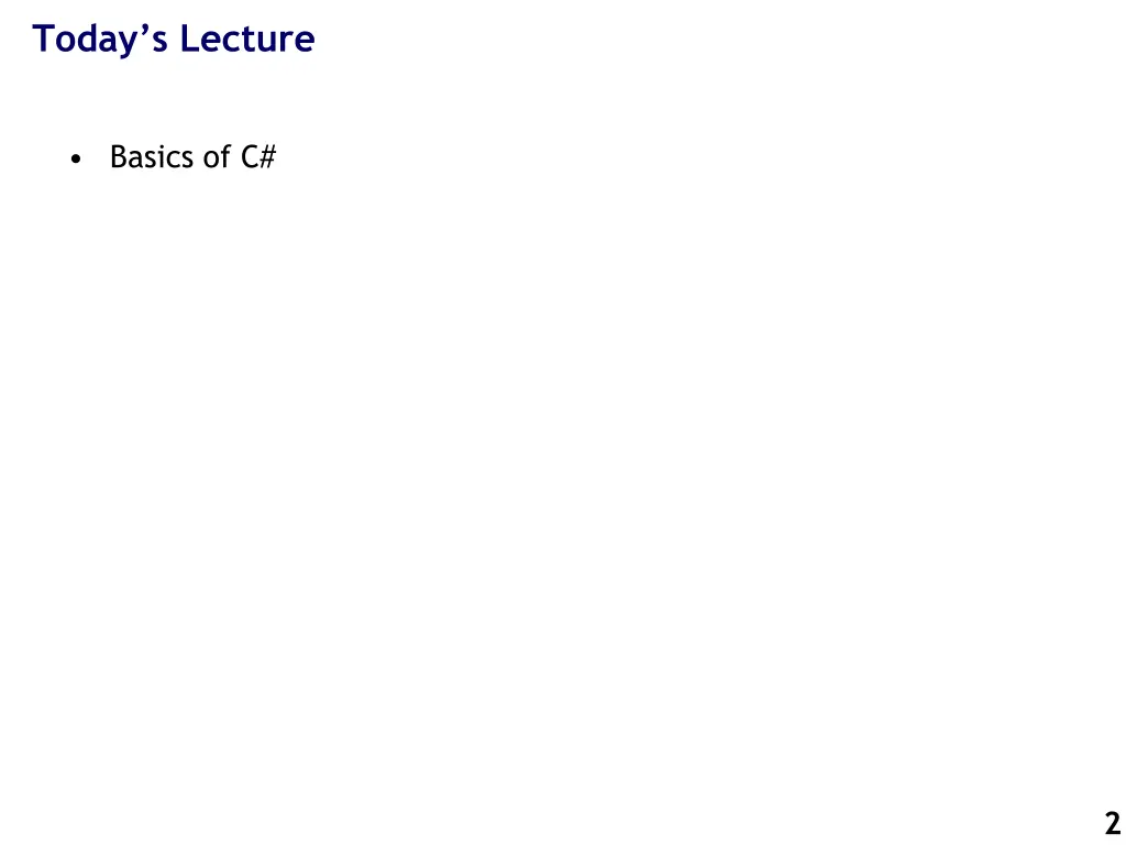 today s lecture