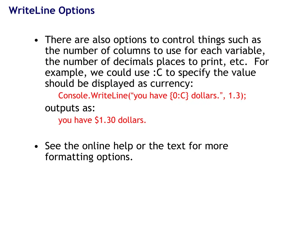 writeline options