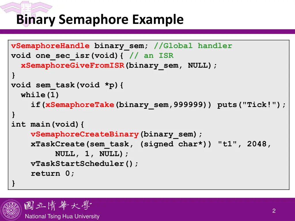 binary semaphore example