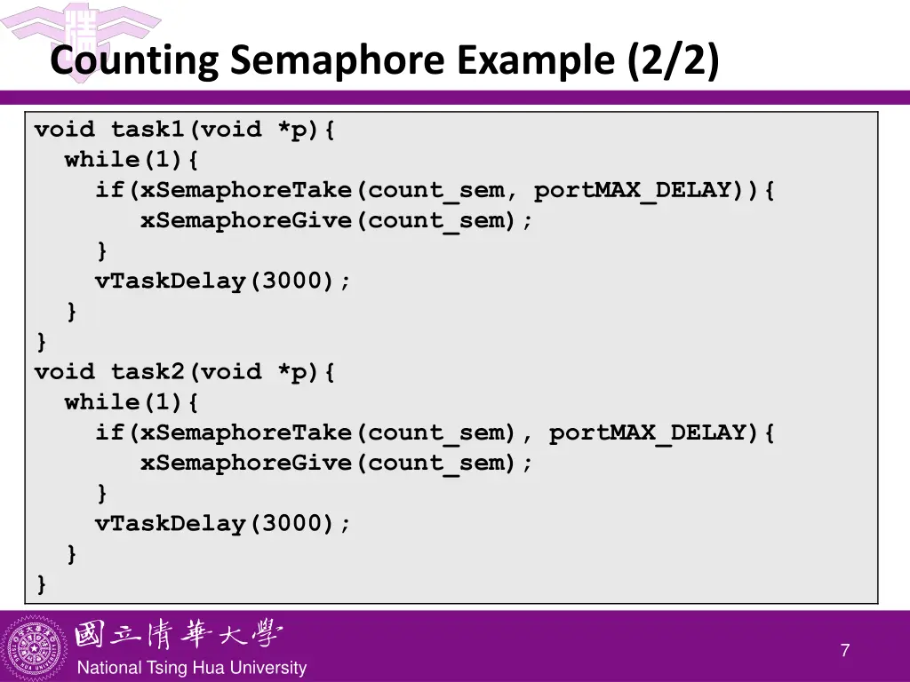 counting semaphore example 2 2