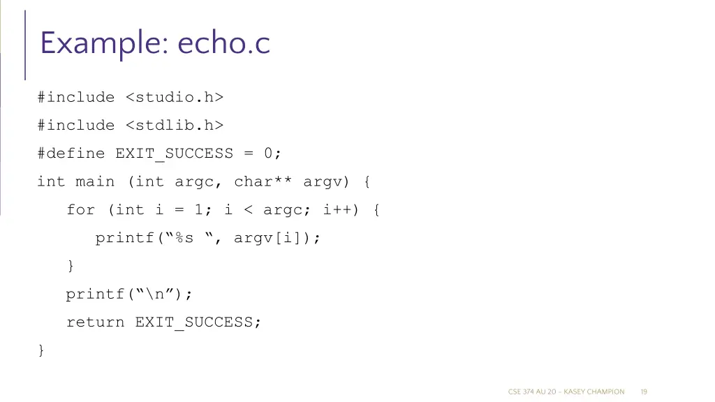 example echo c