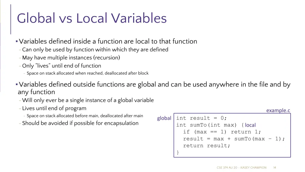 global vs local variables