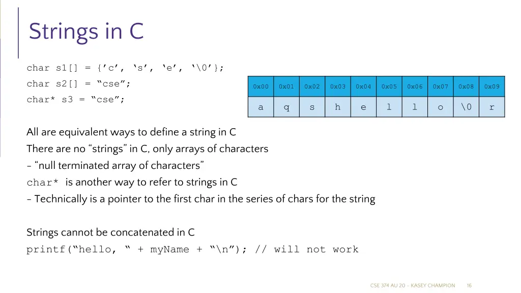 strings in c