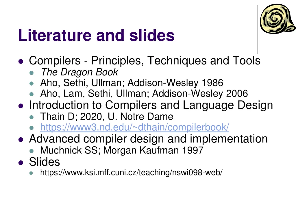literature and slides