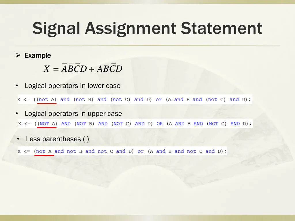 signal assignment statement