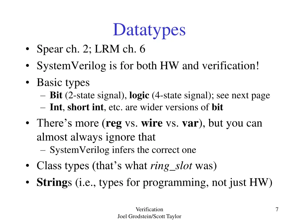datatypes