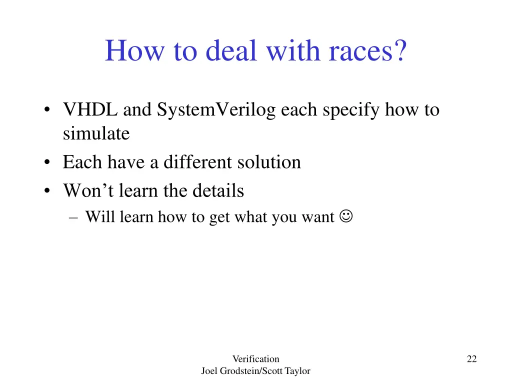 how to deal with races