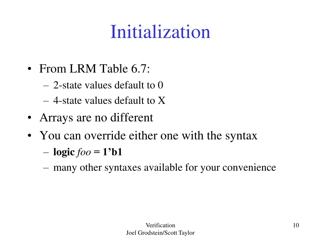 initialization