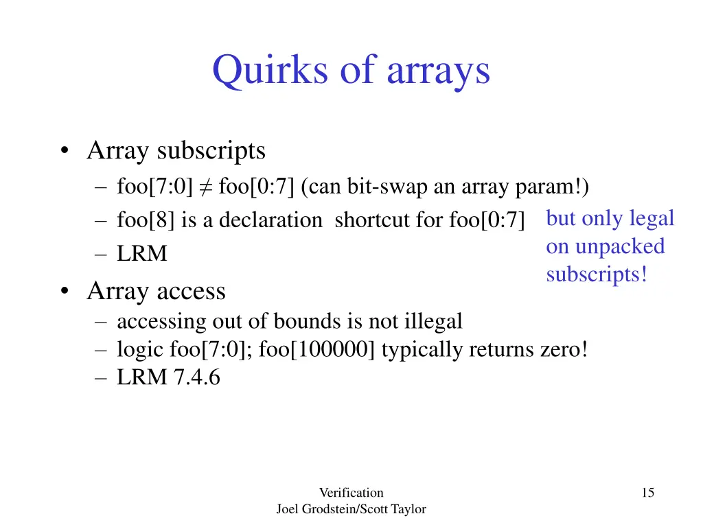 quirks of arrays