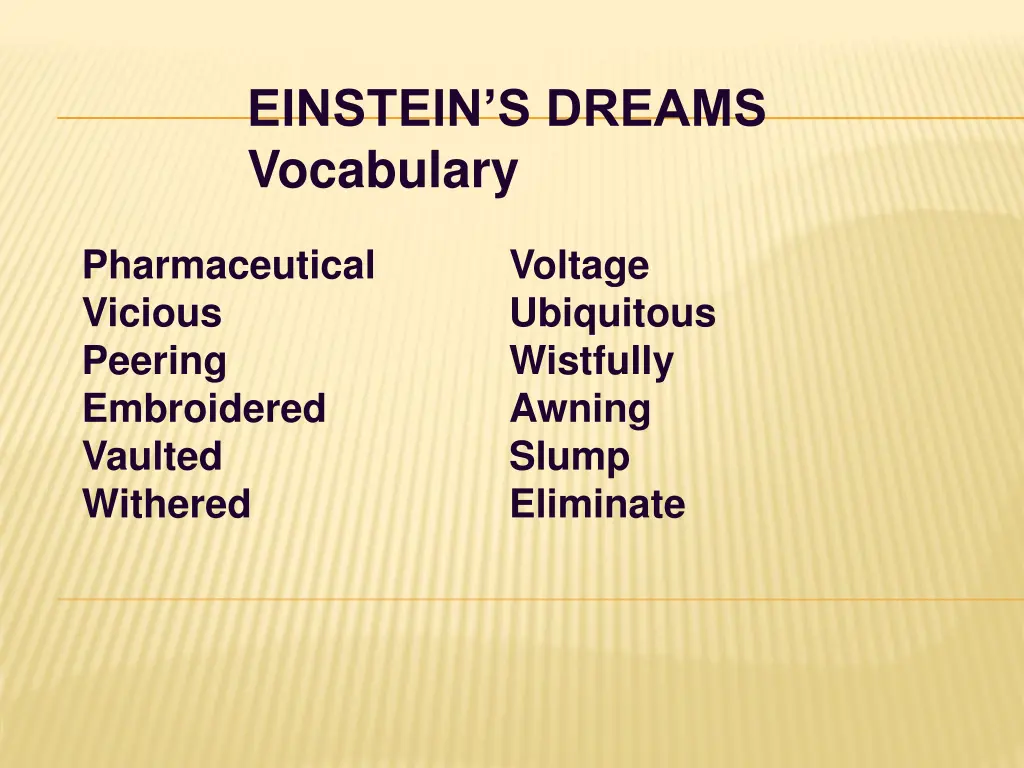 einstein s dreams vocabulary