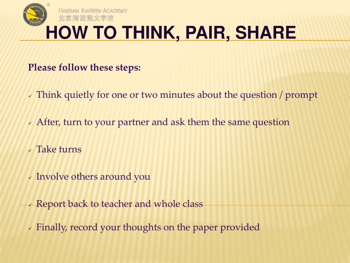 how to think pair share