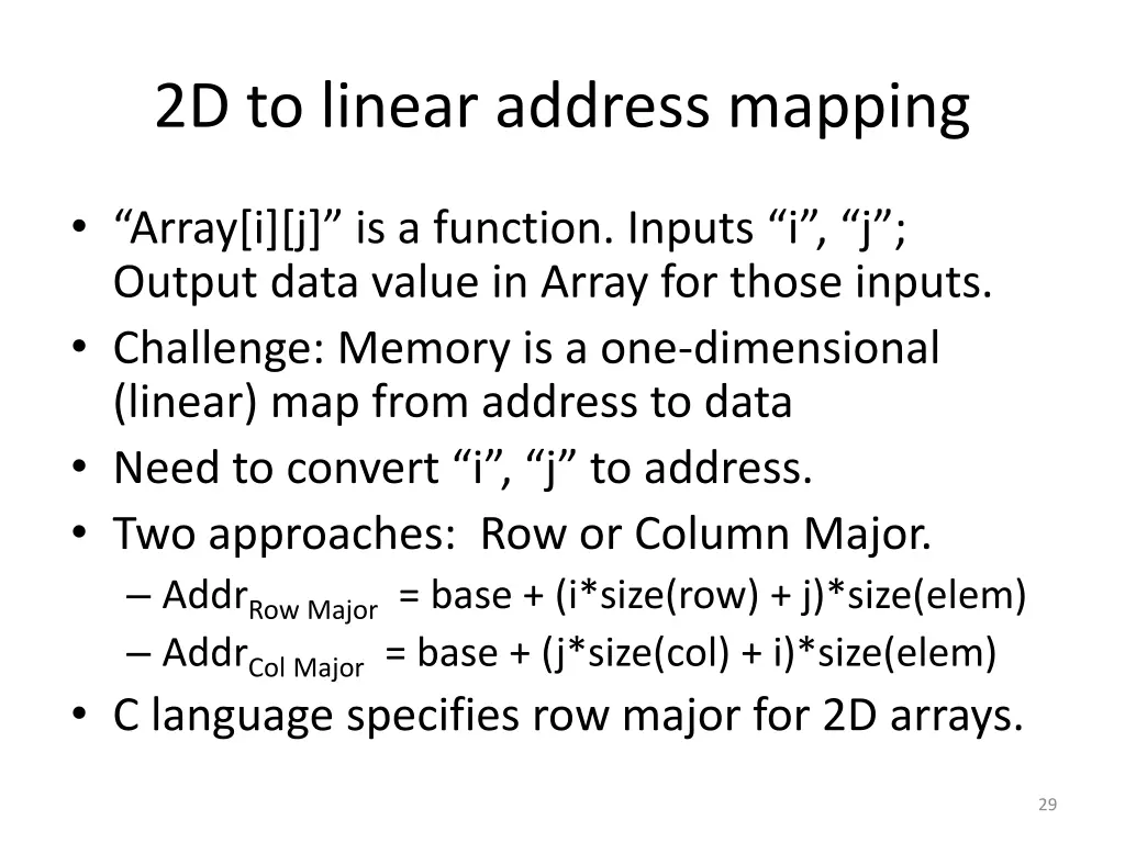 2d to linear address mapping