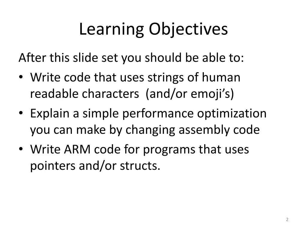 learning objectives
