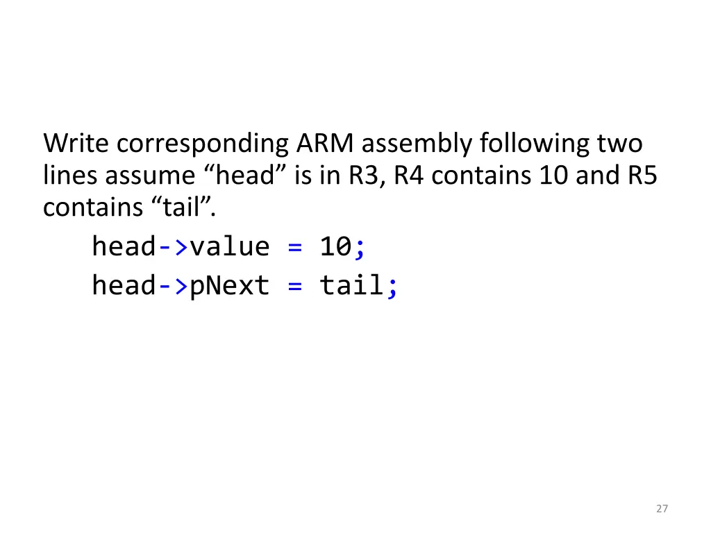 write corresponding arm assembly following