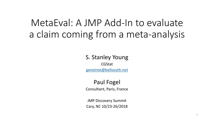 metaeval a jmp add in to evaluate a claim coming