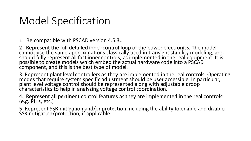model specification