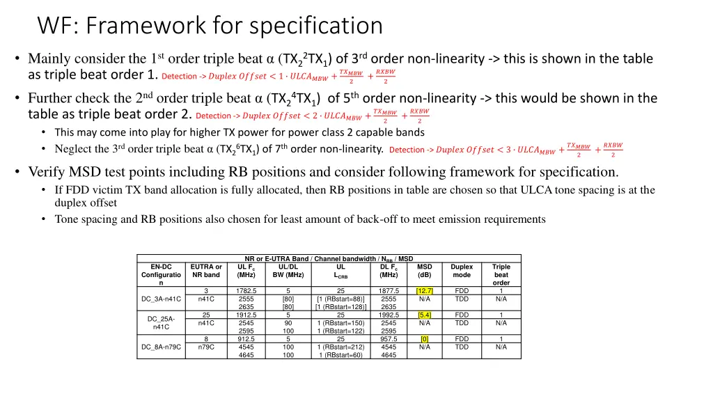 wf framework for specification