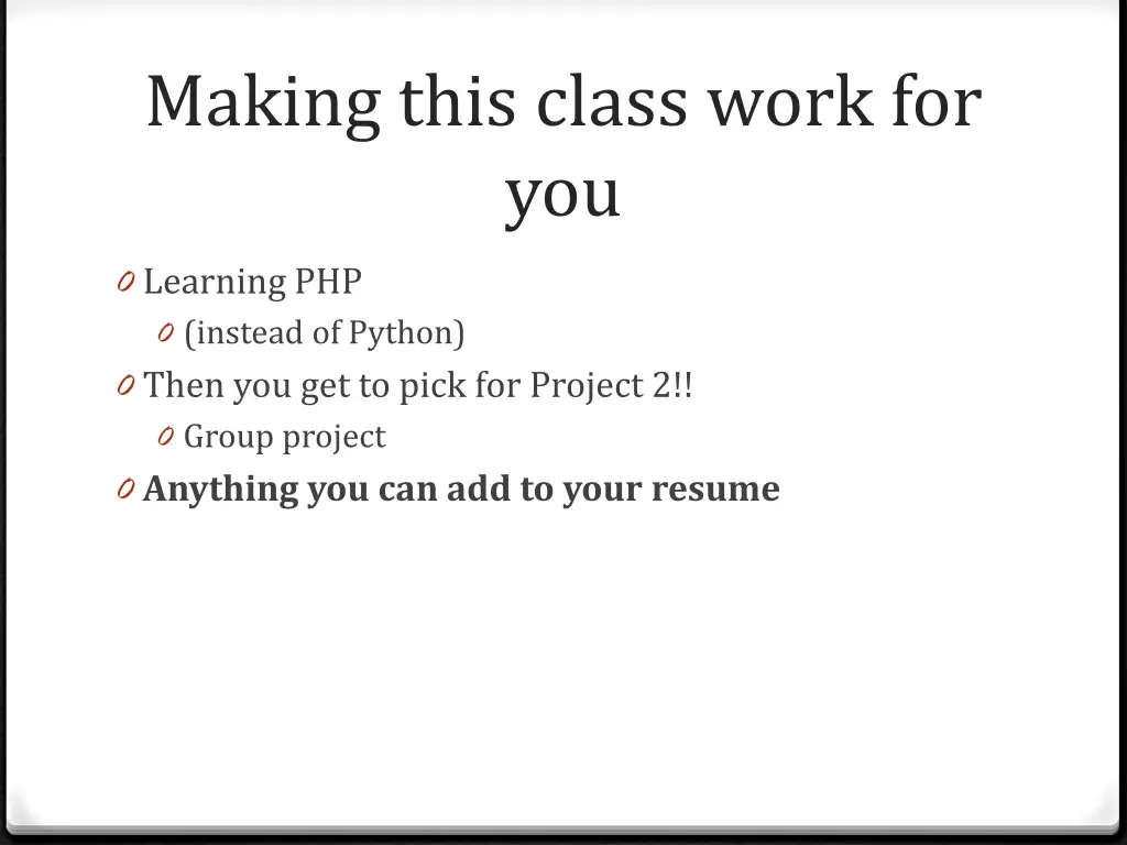 making this class work for you