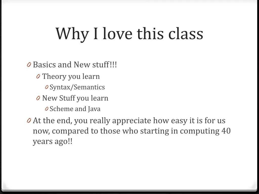 why i love this class