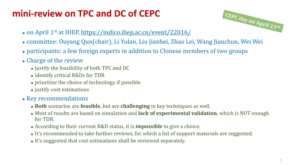 mini review on tpc and dc of cepc