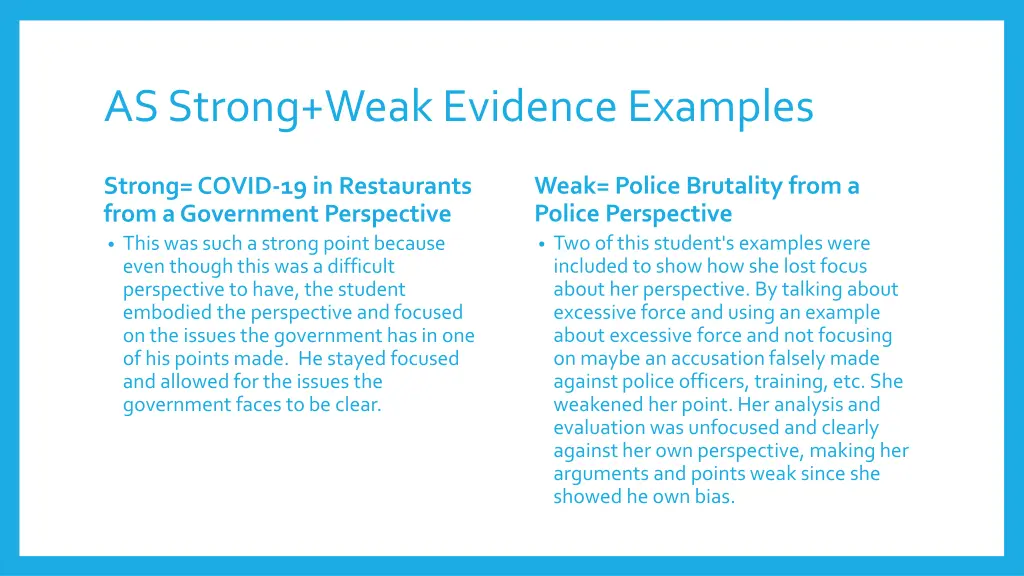 as strong weak evidence examples 1