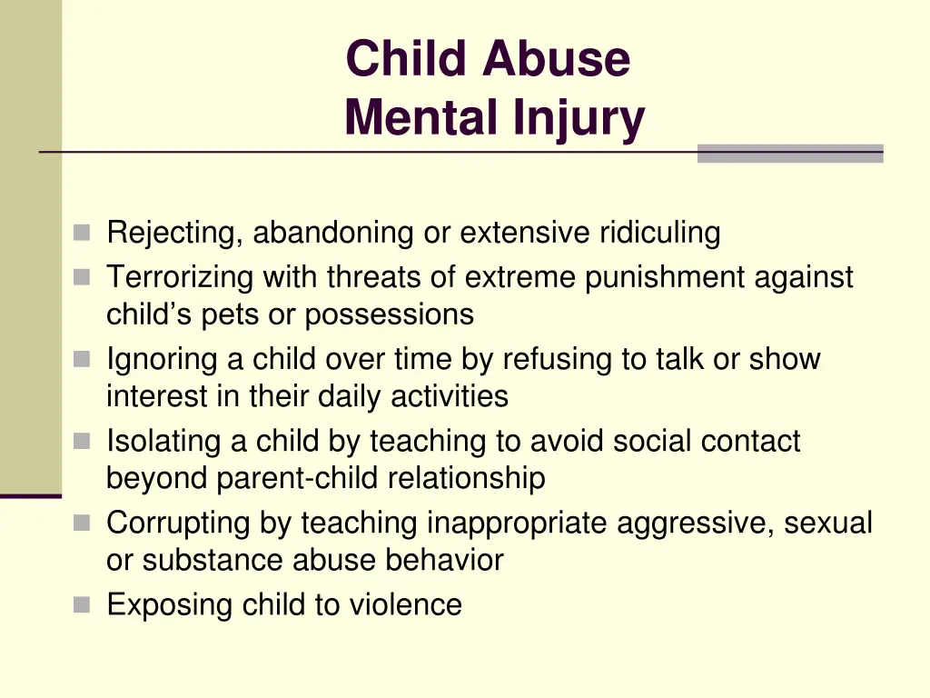 child abuse mental injury