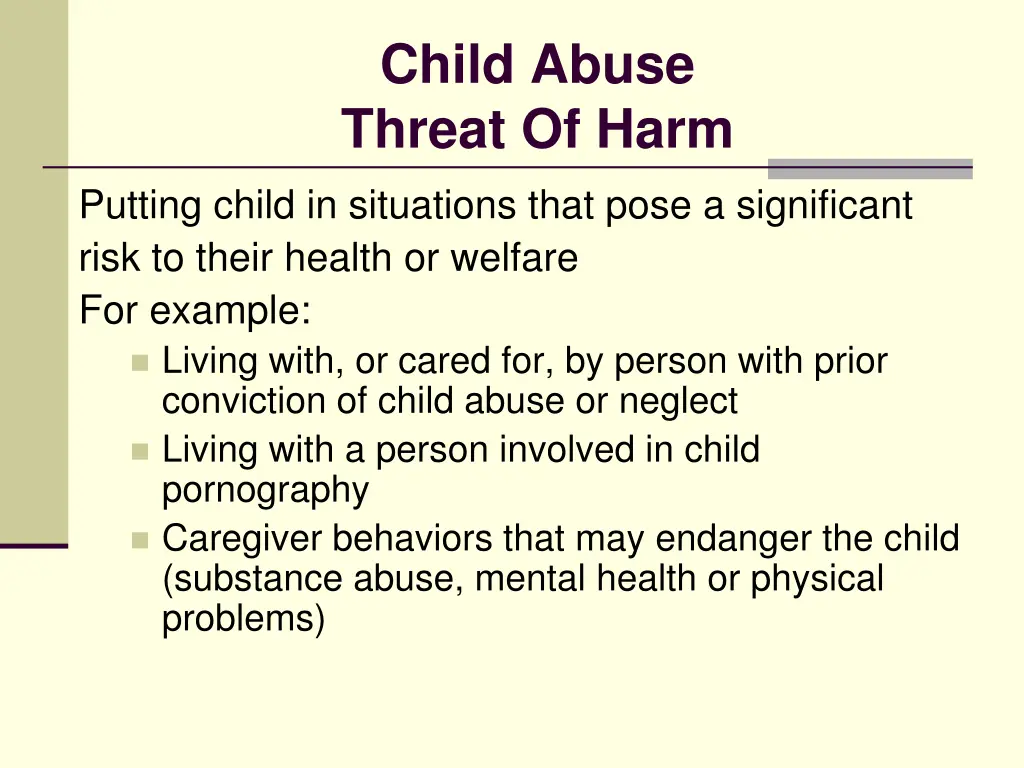child abuse threat of harm