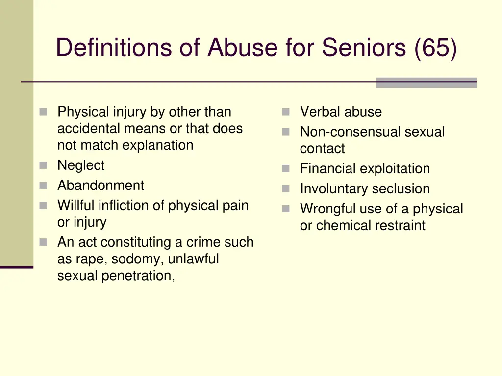 definitions of abuse for seniors 65