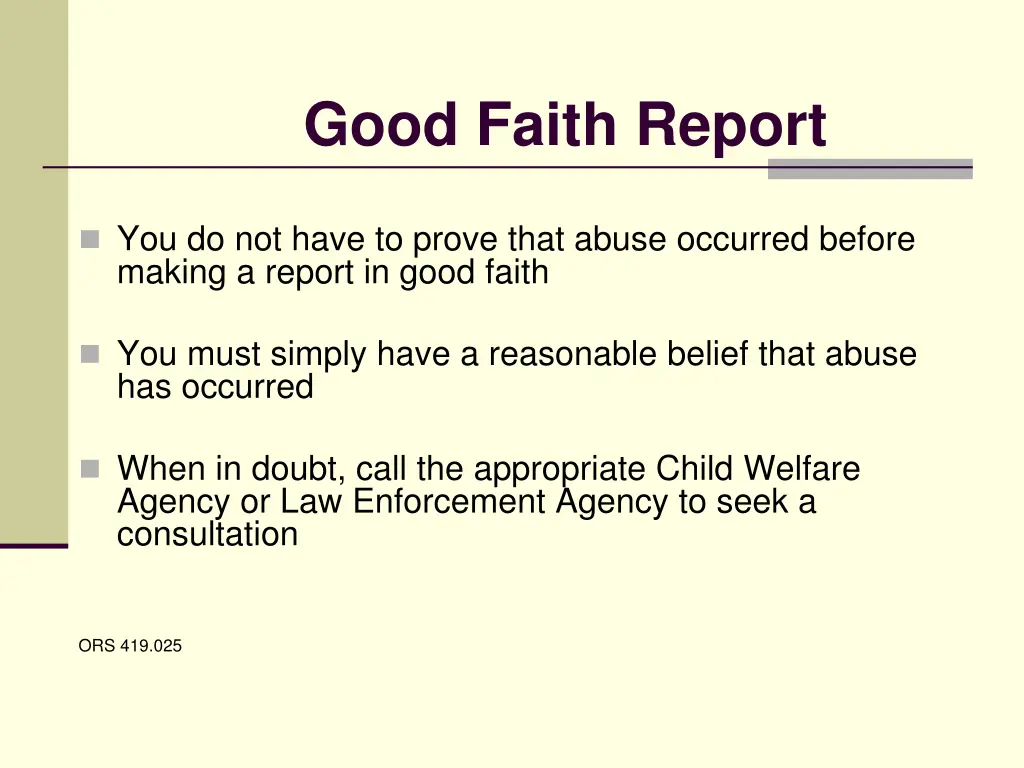 good faith report