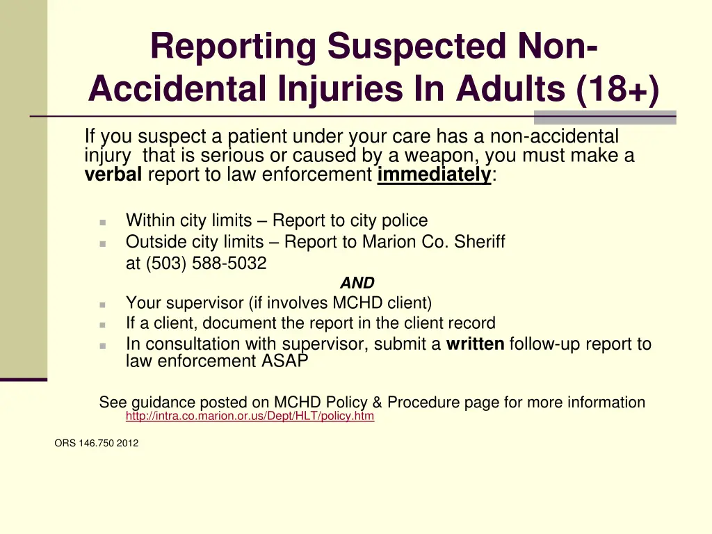 reporting suspected non accidental injuries