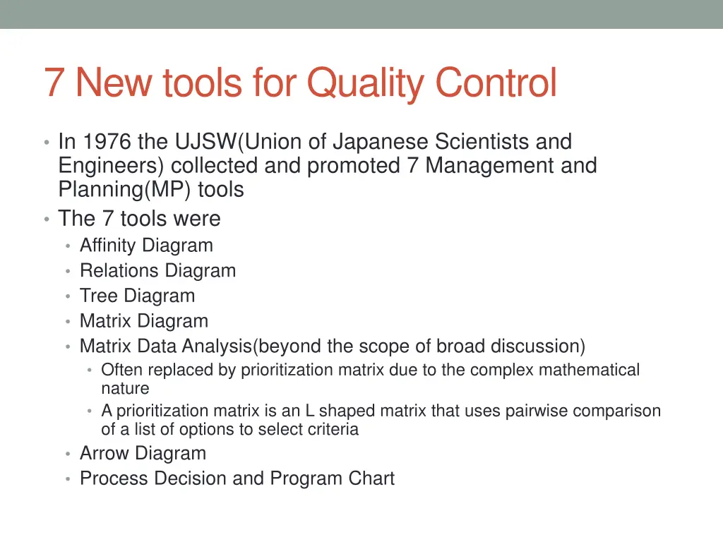 7 new tools for quality control