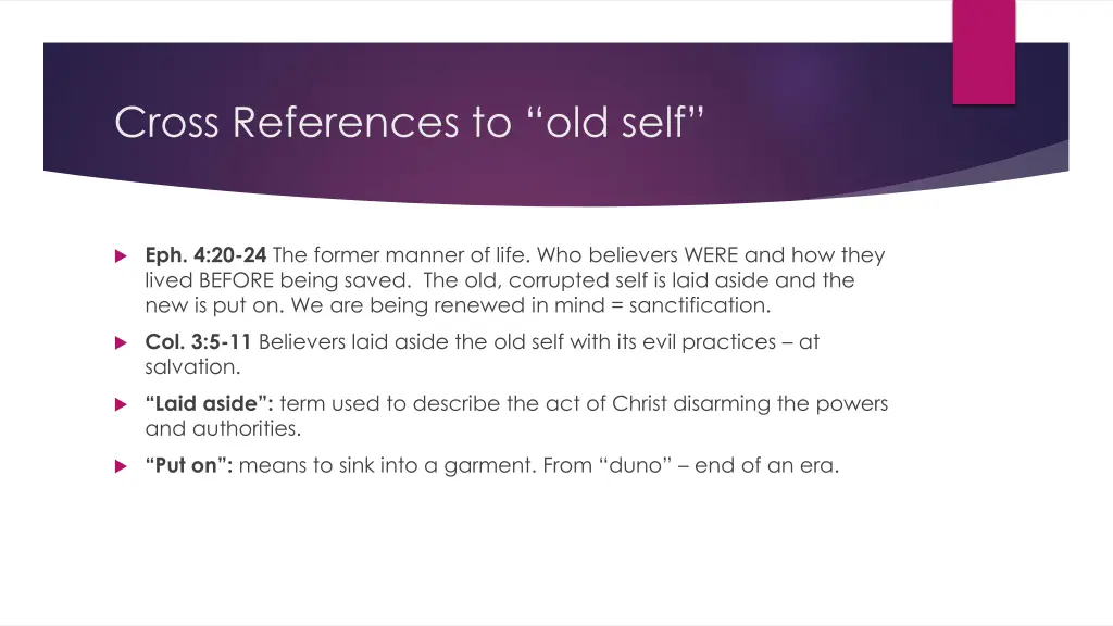 cross references to old self
