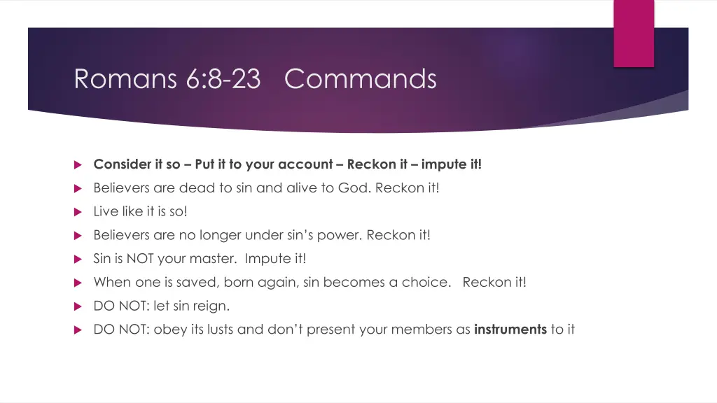romans 6 8 23 commands