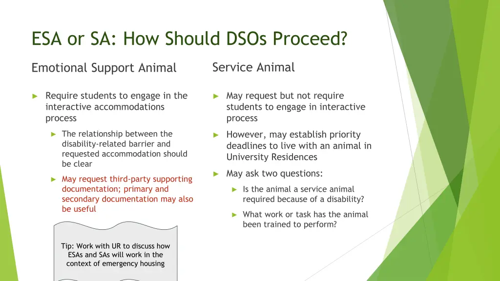 esa or sa how should dsos proceed