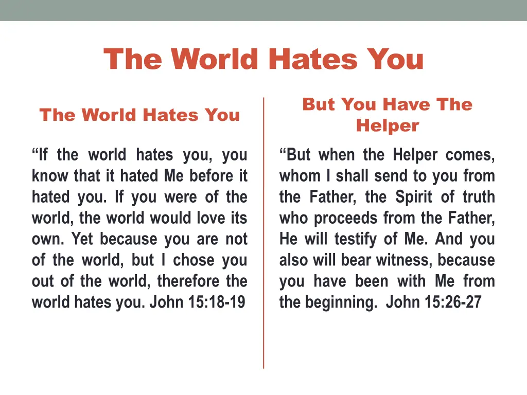 the world hates you
