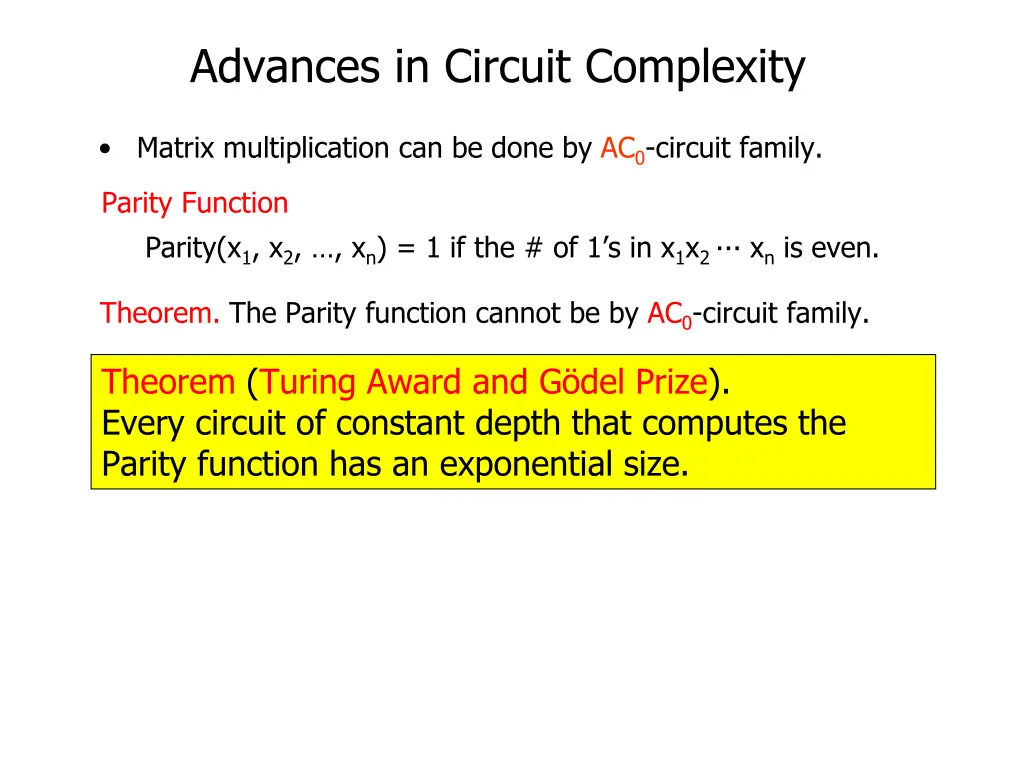 advances in circuit complexity 16
