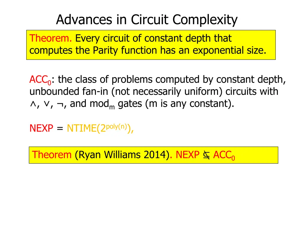 advances in circuit complexity theorem every 3
