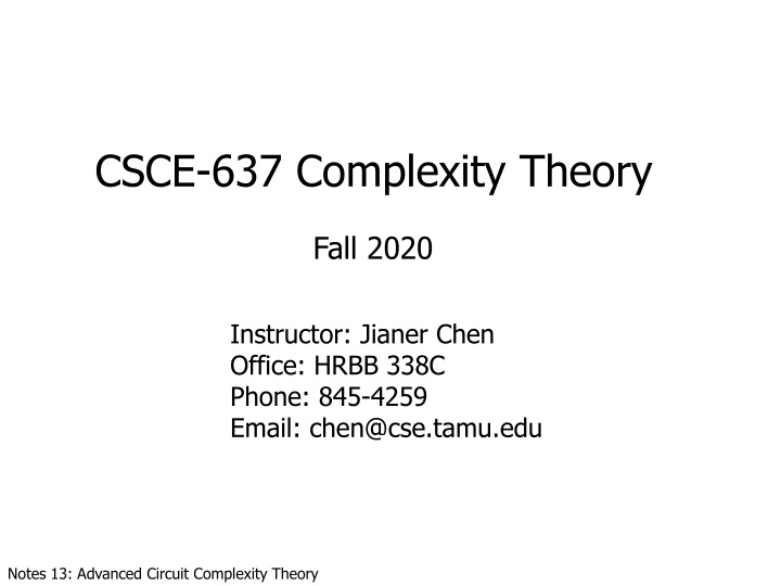 csce 637 complexity theory